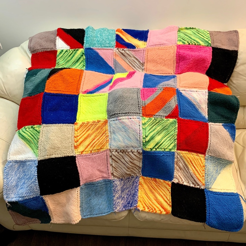 Handmade patchwork granny squares Afghan blanket crochet knitted throw cover